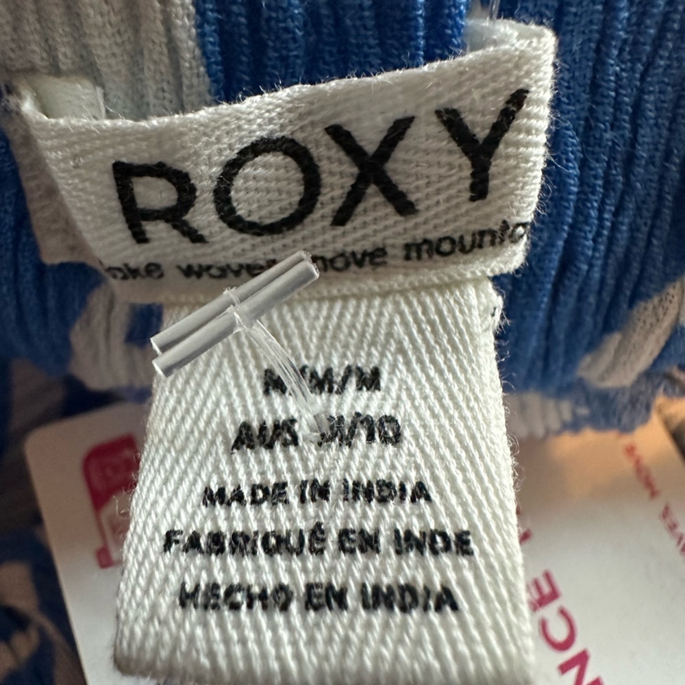 Roxy Blue and White‎ Tropical Wide Leg Pants Size M NWT - Picture 6 of 10